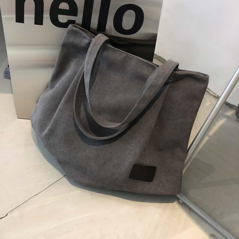 New washed canvas large bag portable shoulder bag large capacity student bag trendy bag