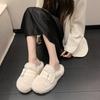 Thick-soled Fluffy Slippers for Women To Wear In Autumn and Winter 2025, New Muffin Half-slippers, High-end Cotton Slippers
