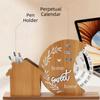 Round Rotating Calendar Wooden Creative Calendar  Home Office Desktop Decoration