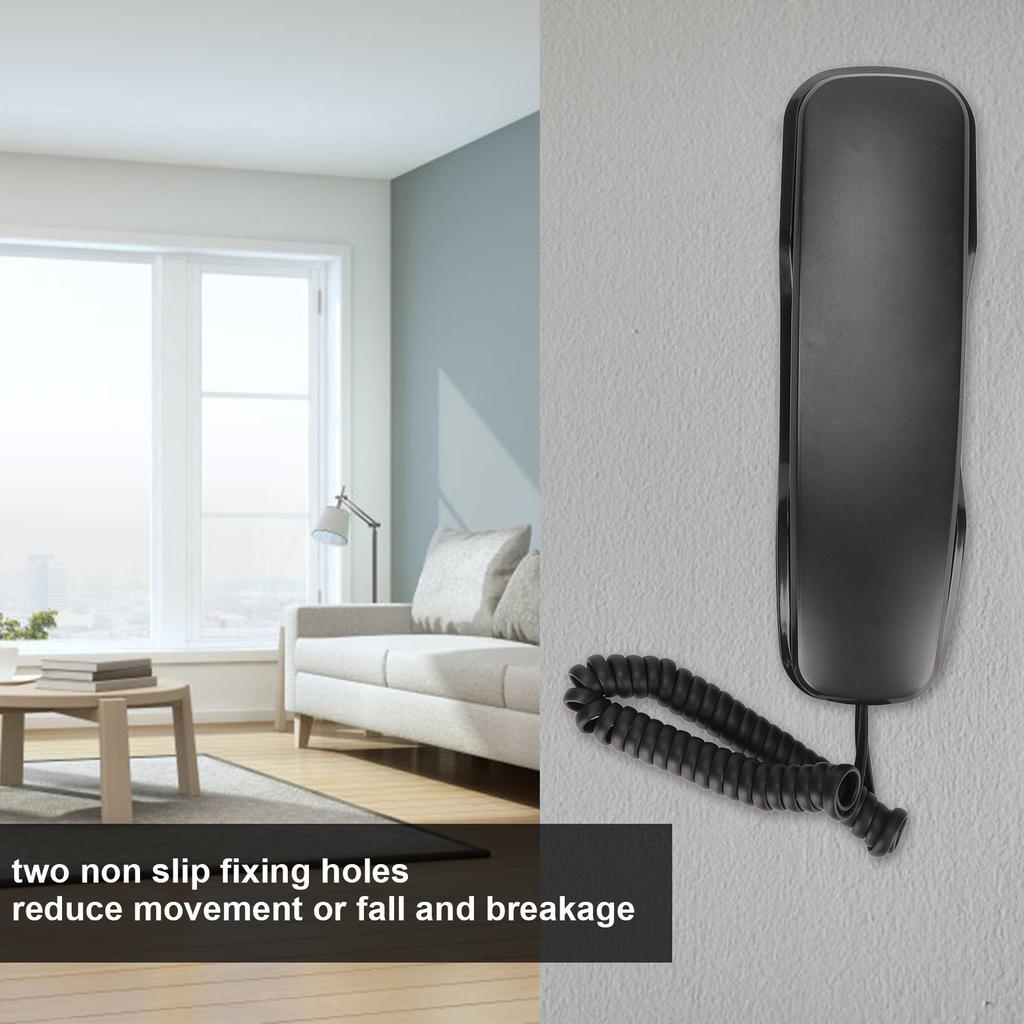 KXT1043   Phone Multifunctional Energy Saving Retro Hotel Wall Phone with Buttons for   Hotel Home(Black )