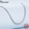 BAMOER White Gold Plated Necklace for Women, 925 Sterling Silver Snake Chain Necklace Dainty Chunky Woven Necklace