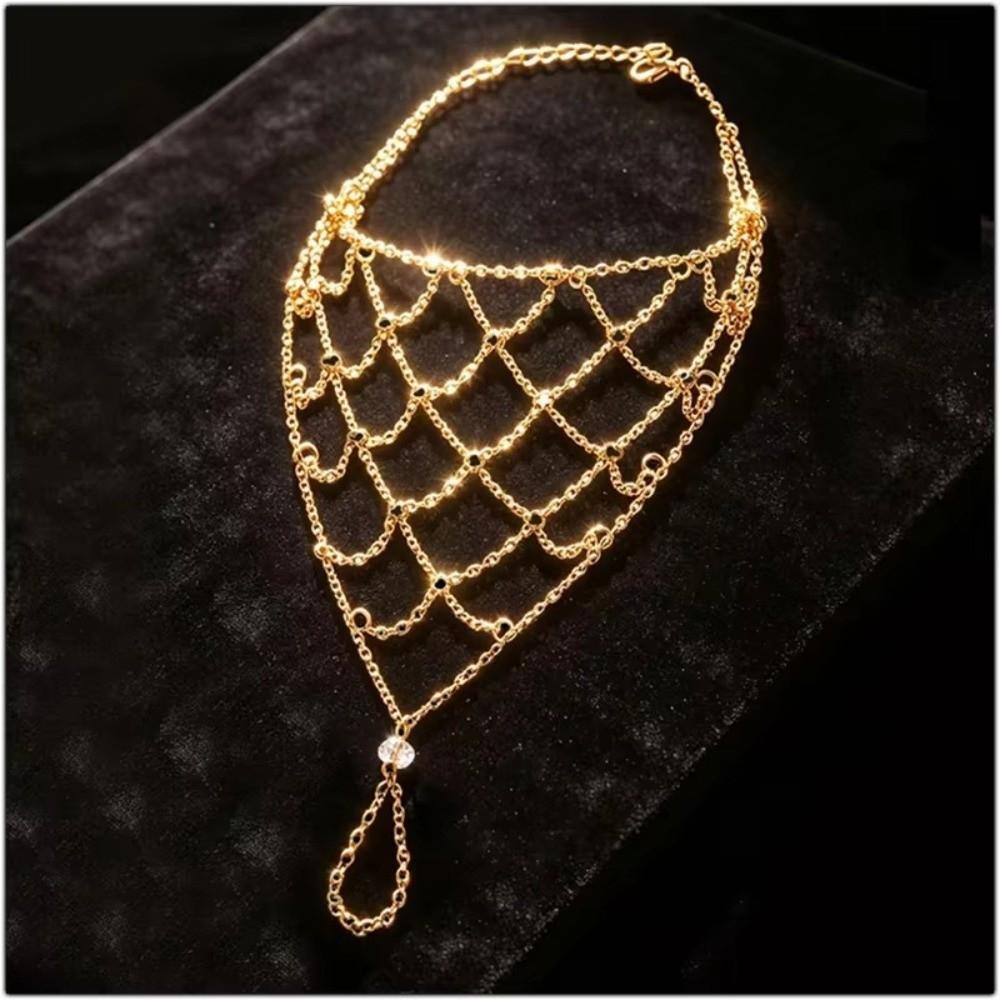Gold Foot Chains Web Net Shape Leg Chains Vintage Ankle Bracelets for Women