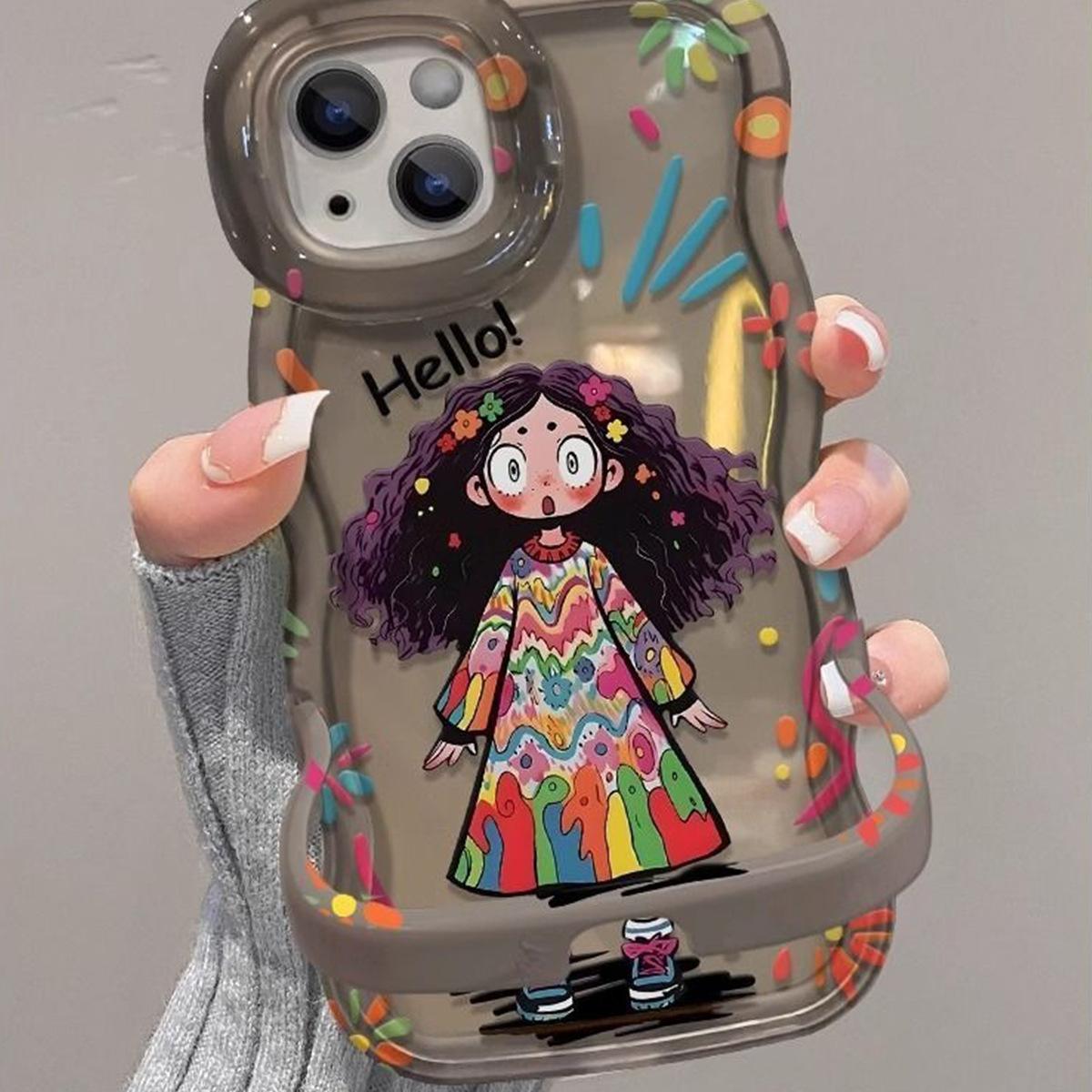 

Diagonal Dopamine Phone Case Hanging Rope Cute for Xiaomi 13 Borderless Phone Case Niche for Apple For iPhone 16PROMAX