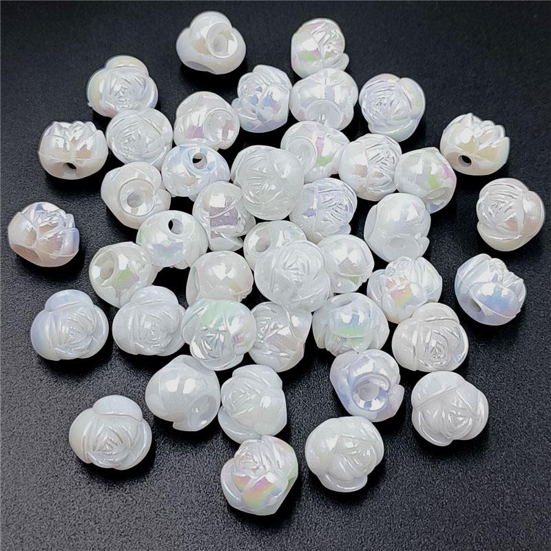 Acrylic Leaves Beads Handmade 20pcs Dazzle Color Accessories White AB Flower Bracelet DIY Jewelry Material Earrings Making Creative  Beads