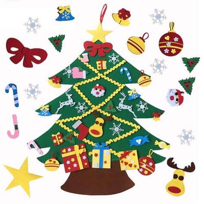 Children Felt Christmas Tree DIY Toys with 45pcs Ornament for Christmas Decoration