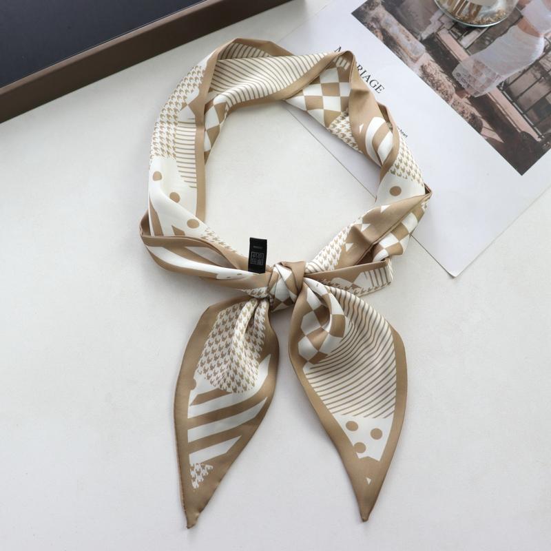 Sweet Strawberry Print Women Small Silk Scarf Handle Bag Ribbons Female Head Scarves Sharp Angle For Women  100*9cm