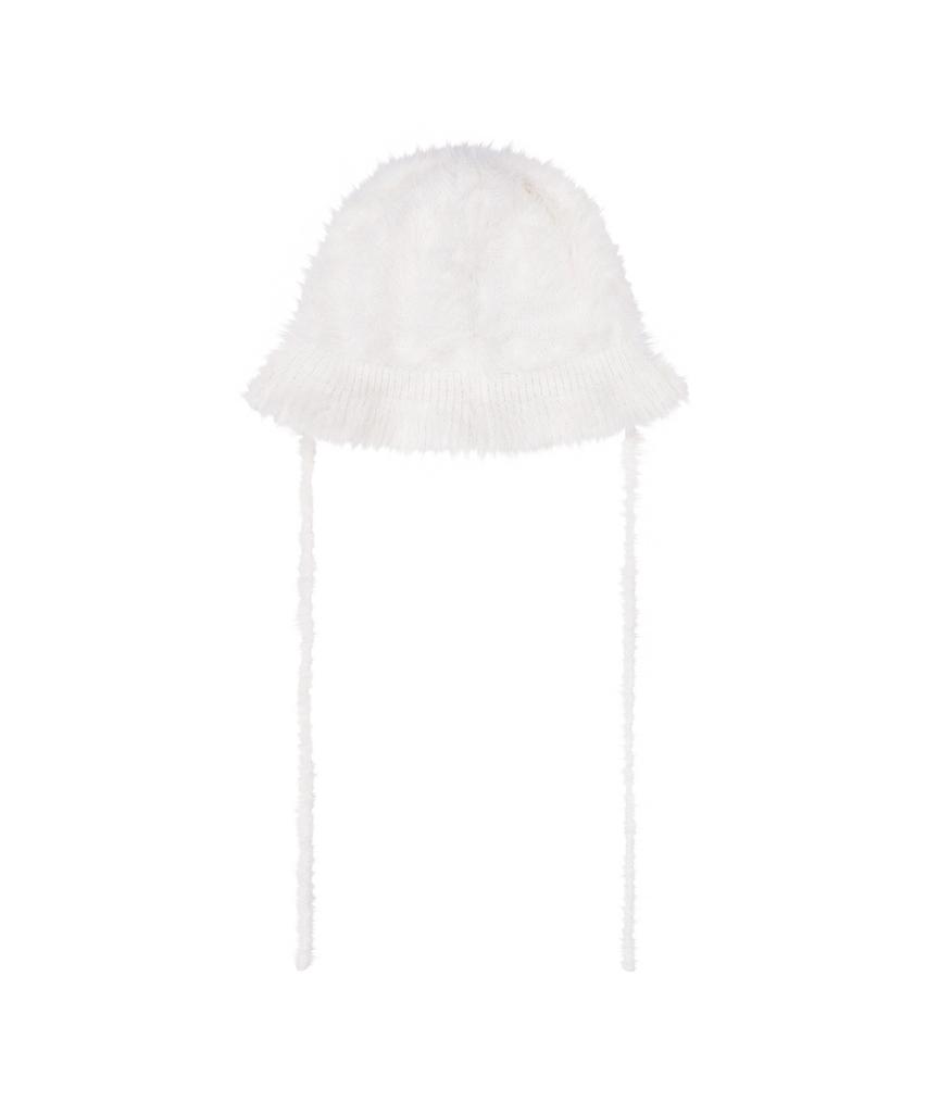 Bajal Hairy Cloche Hat White