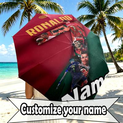 Parapluie Personnalisé Nom Cristiano Ronaldo Imprimé, Ouverture/Fermeture Automatique, Structure Robuste à 8 Baleines, Utilisation Quotidienne Camping Randonnée, Cadeau d'Anniversaire