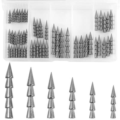 50Pcs Tungsten Nail Weights Kit Insert Fishing Weights Sinkers Wacky Worm Nail Sinkers Pencil Weights for Bass Fishing Tackle