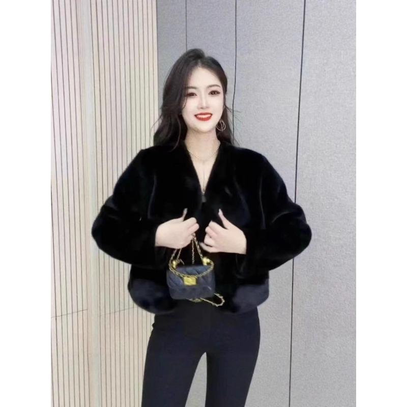 Winter New Imitation Mink Short Collar Fur Integrated Imitation Mink Fur Fur Fur Coat