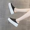 Fashion 8cm Heelless Half Slippers Female Baotou Summer New Lace Glitter Breathable Platform Casual Shoes Fashion Trend