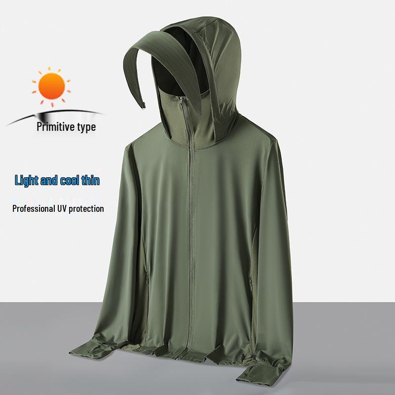 Unisex UPF50+ Sun Protection Jacket with Detachable Hat Brim for Cycling and Hiking