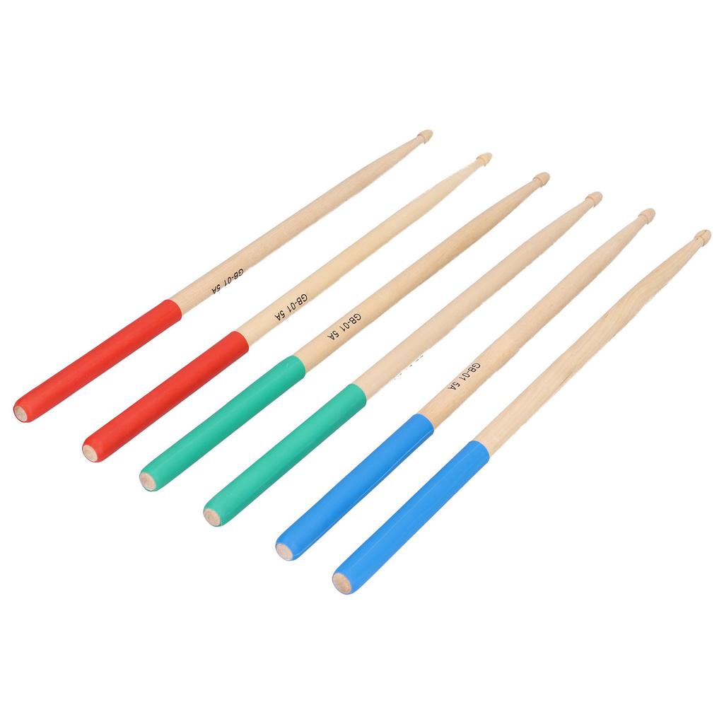 3 Pairs 5A Wood Drumstick Pack Set Kit NonSlip Music Instrument Accessory for Adults Kids