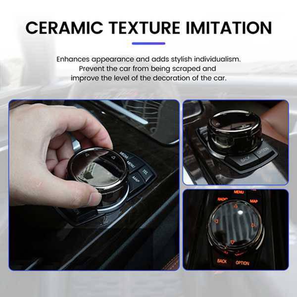 8-Color ABS Black Ceramic Multimedia Knob for BMW Center Console