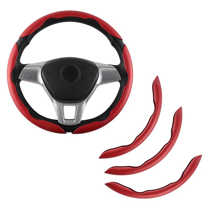3Pcs Car Carbon Fiber Anti-Skid Steering Wheel Cover Non-Slip Auto Wheel Booster Cover Car Interior Accessories