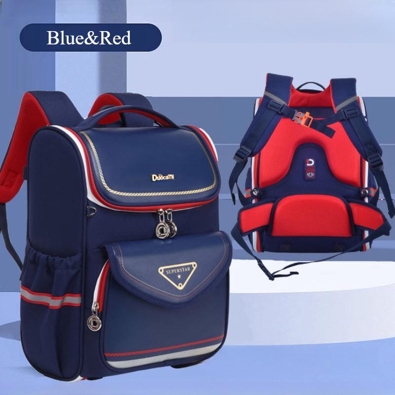 Trend Contrasting Color New School Bag for Primary School Student Grade 1-2-3 -6 Unisex Nylon Waterproof Backpack Portable High Capacity Kid's Satchel