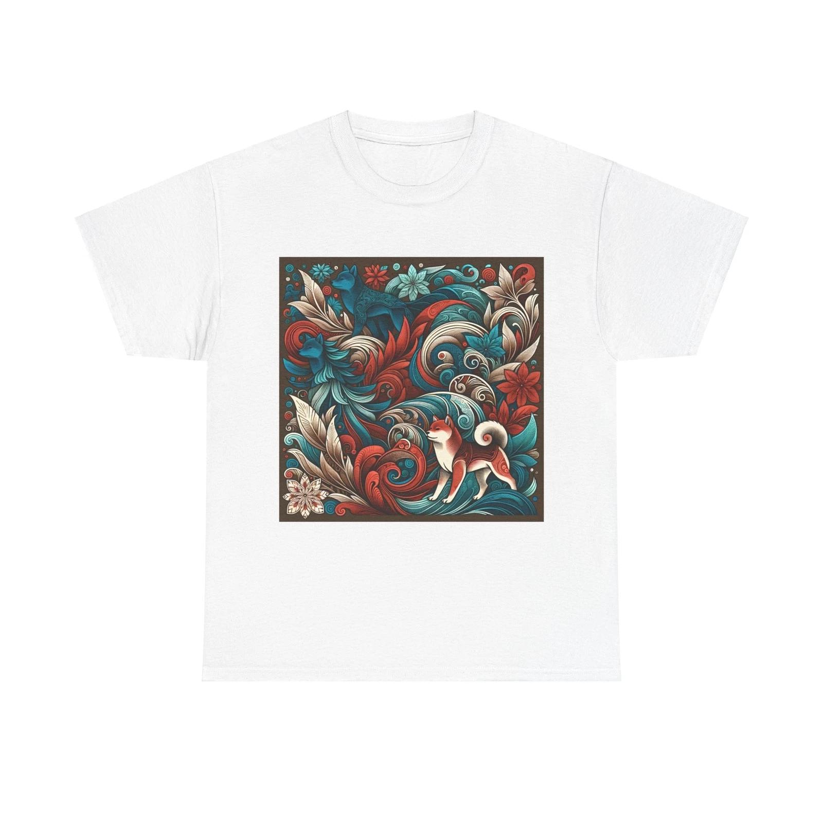 Unisex Adult T Shirt Batik Shiba Inu Art Print Decorative S