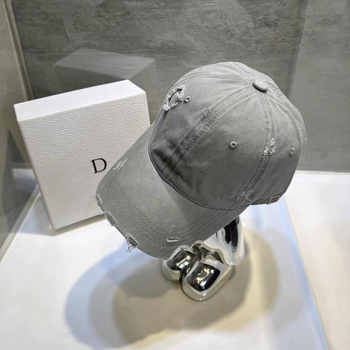 Star Personality Notch Hole Baseball Cap Spring Summer Cotton Male And Female Couples Min Cap Tide Adjustable светло-серый