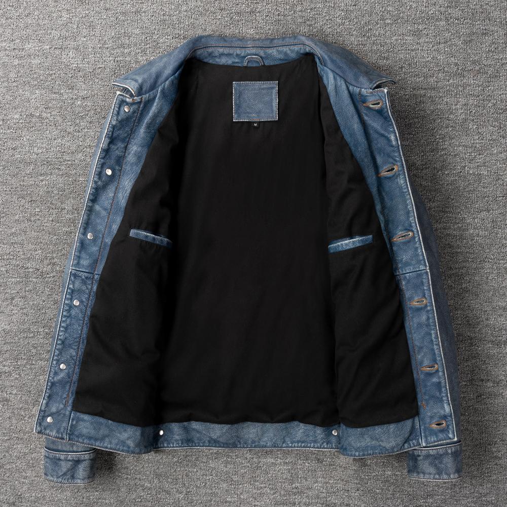 Classic 506 Style Genuine Cow Leather Jacket For Men Blue Black Natural Goatskin Coat Man  Slim Fit Soft Male Clothes Autumn