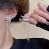 925 Silver Needle Green Red Butterfly Long Tassel Earrings For Women Jewelry Trending Korean Fashion Crystal Drop Earrings