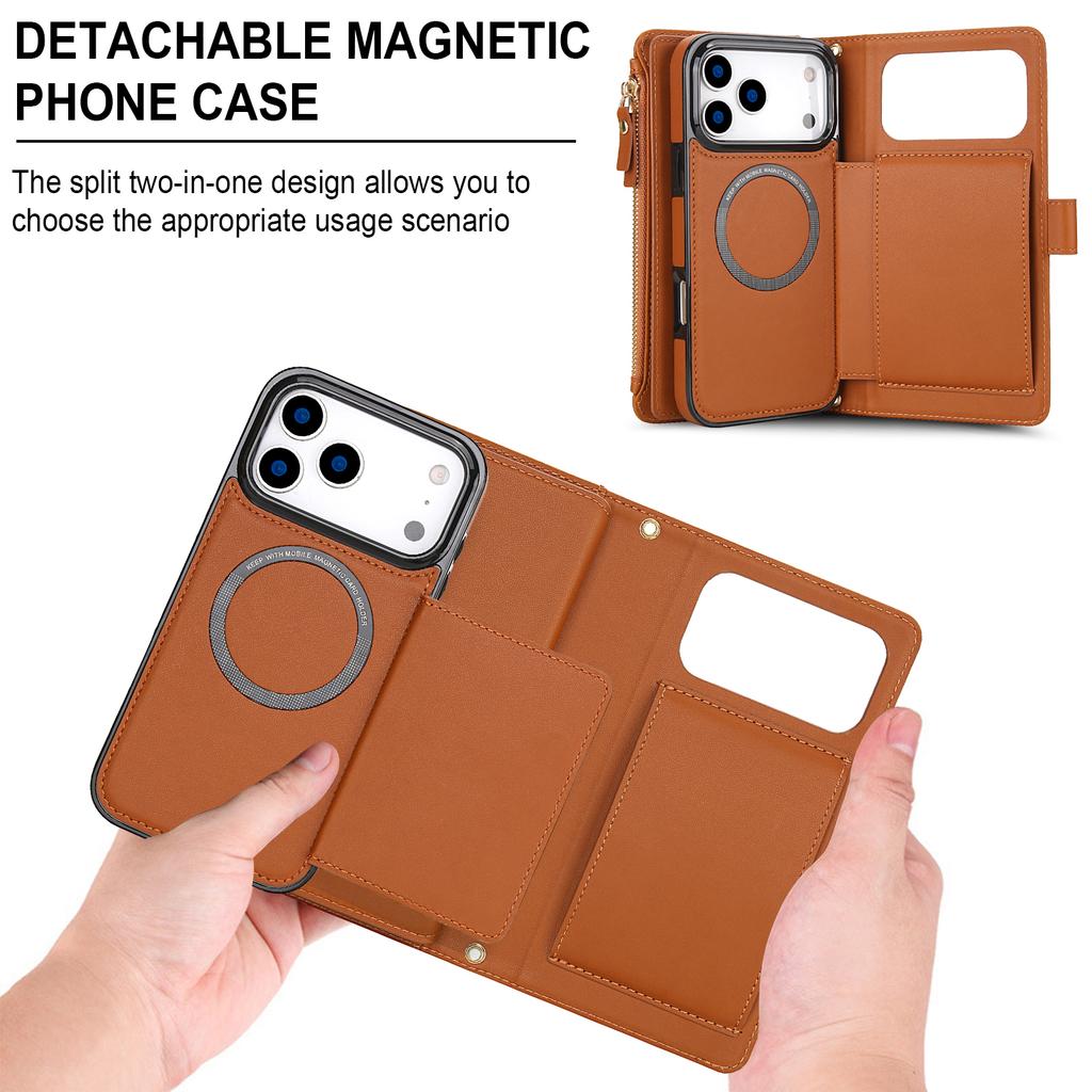 Abnehmbare Crossbody-Geldbörsenhülle für iPhone 17 Pro Max Air 16 Plus 17E 16E 15 14 13 MINI 12 11 XS Xr Kartenhalter Lederabdeckung