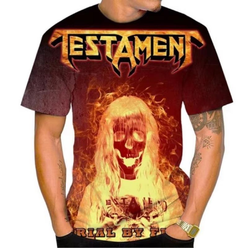 Summer New Fashion American Heavy Metal Testament Band Men's 3d Printing T Shirt Unisex Hip Hop Casual T-shirt Cools Rock Street