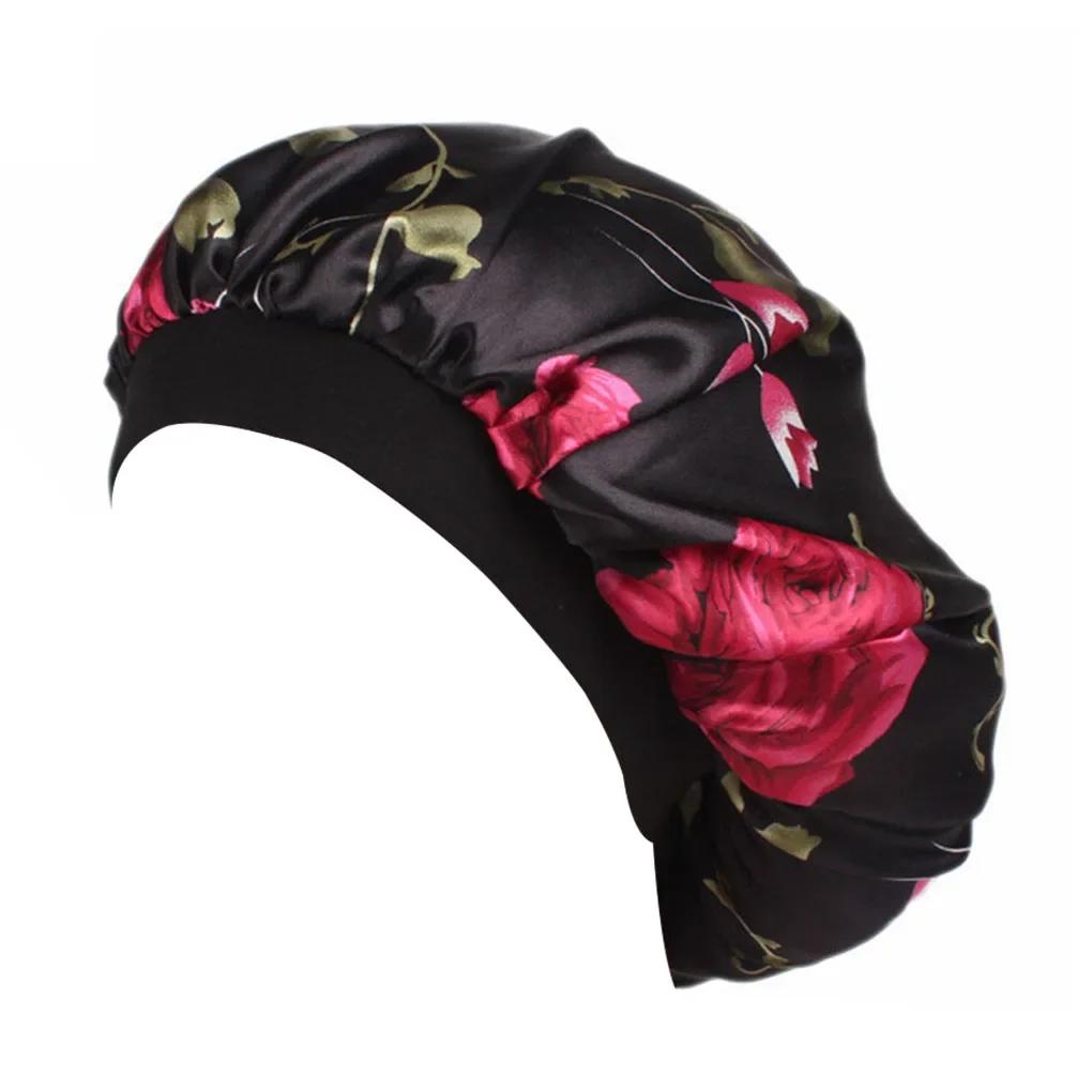

Wide-brimmed Floral Sleeping Cap for Spring Autumn Winter, Unisex Adults Satin, for Men and Women