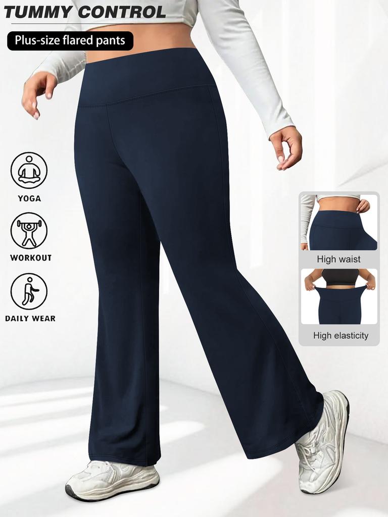 1XL-5XL Plus-Size Yoga Pants with Slightly Flared High-Waisted Slim-Fit Spring/Autumn Bell-Bottom Wide-Leg Yoga Pants