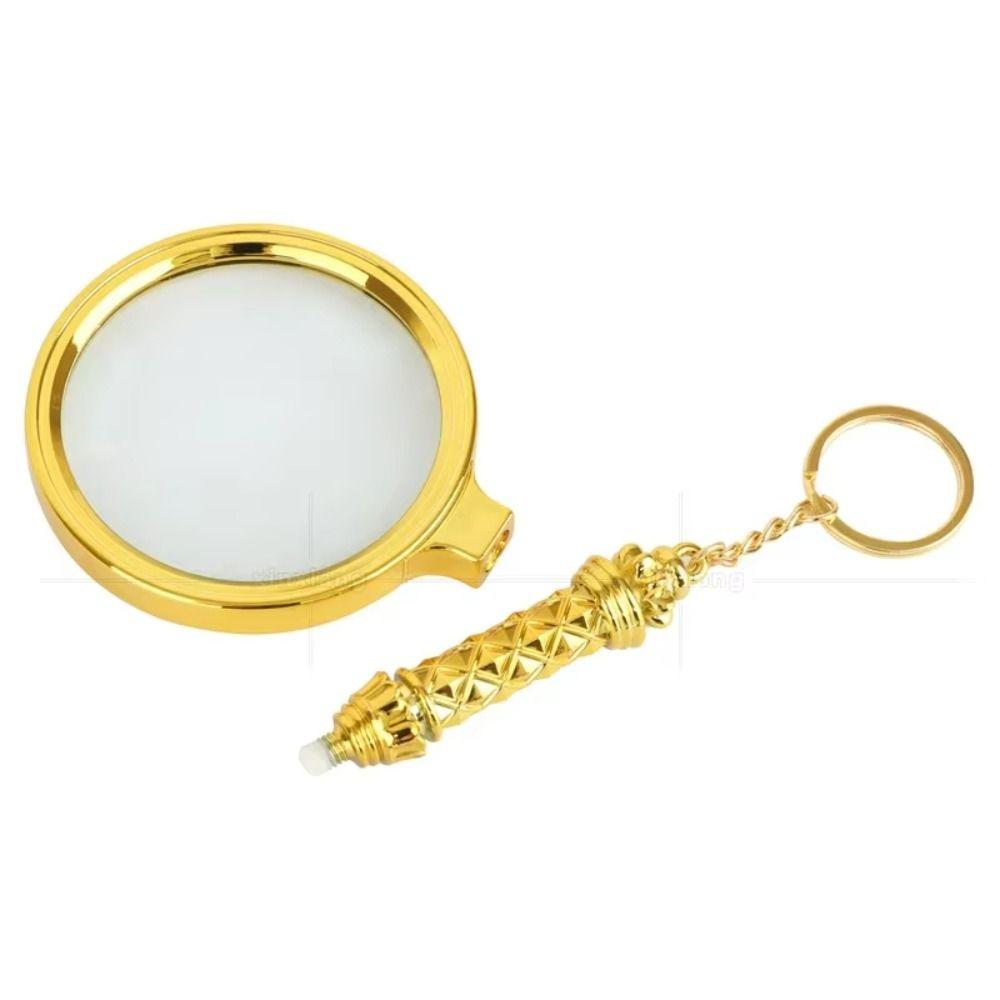 Gold Magnifying Glass Glass Lens Pocket Tool Retro Delicate Pattern Handle  Newspaper Reading