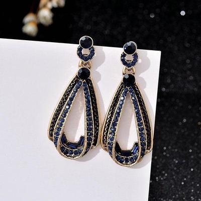 Earrings Drop A Pair/set for Women Elegant Blue Sapphire Luxury Jewelry Exquisite Gift Sweet KTJ