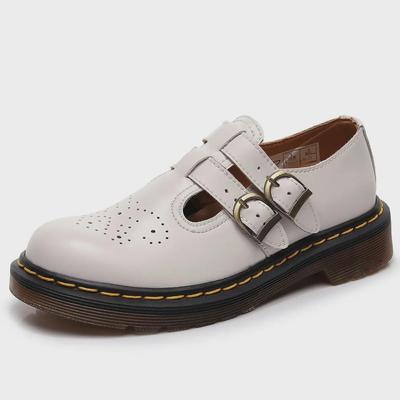 Aibiden Women's British Style Mary Jane Shoes - Genuine Leather, Low-Top, Fashionable Casual Footwear for Students.