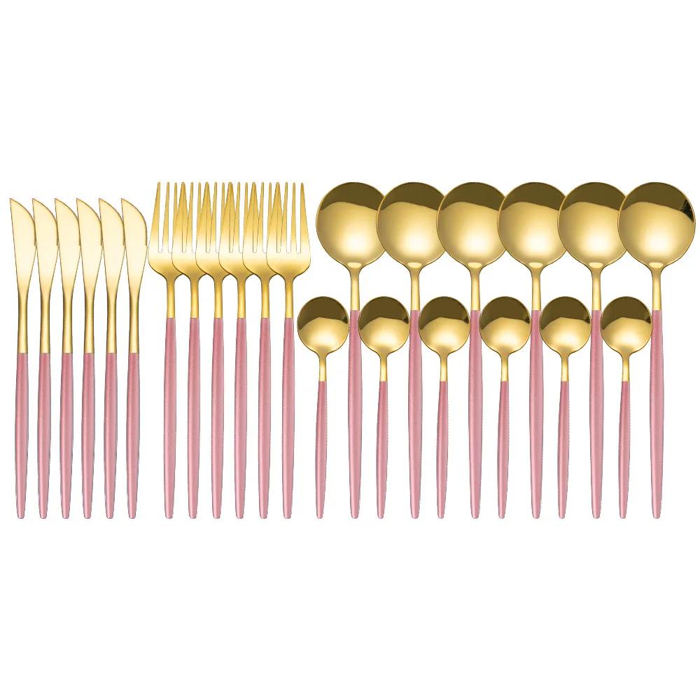 Fabulous 24PCS/SET Tableware Dinnerware Sets Gold Flatware Cutlery Fork Dessert Spoon Coffee Cutlery Dinner Wedding Decoration
