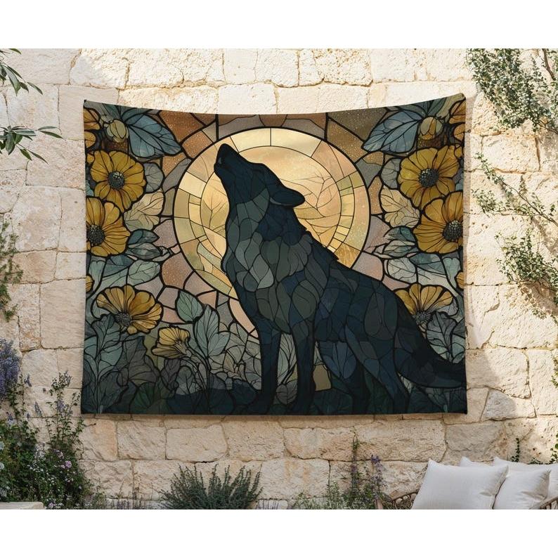 Wolf tapestry 75x100 чёрный
