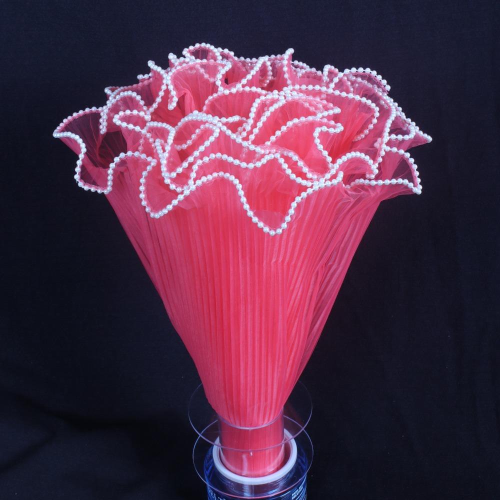 28cmx4Yards Flower Bouquet Wrapping Pearl Wave Yarn Pearl Edges Gift Packaging Supply Lace Mesh Material Bouquet Wrapping Paper