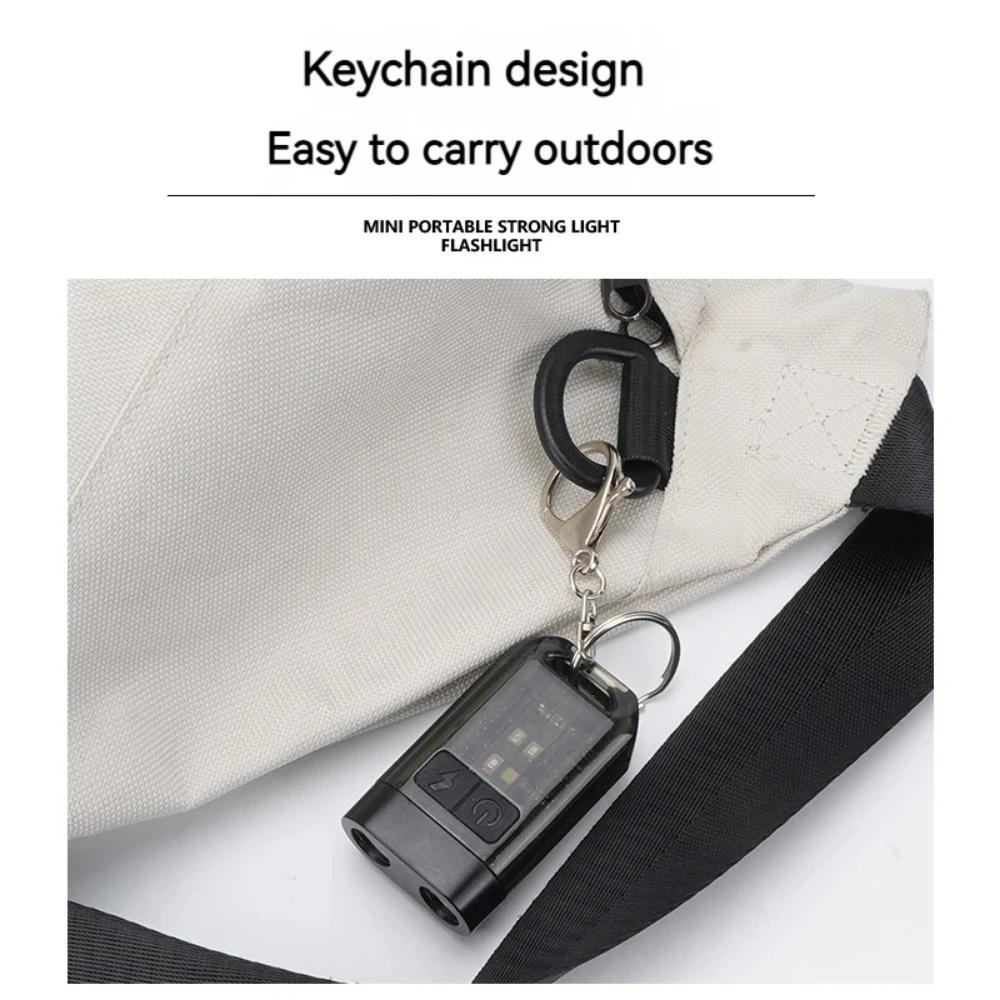 Super Bright LED Flashlight Type-C USB Rechargeable Flashlights Outdoor Emergency Torch Keychain Lights Waterproof Flashlight