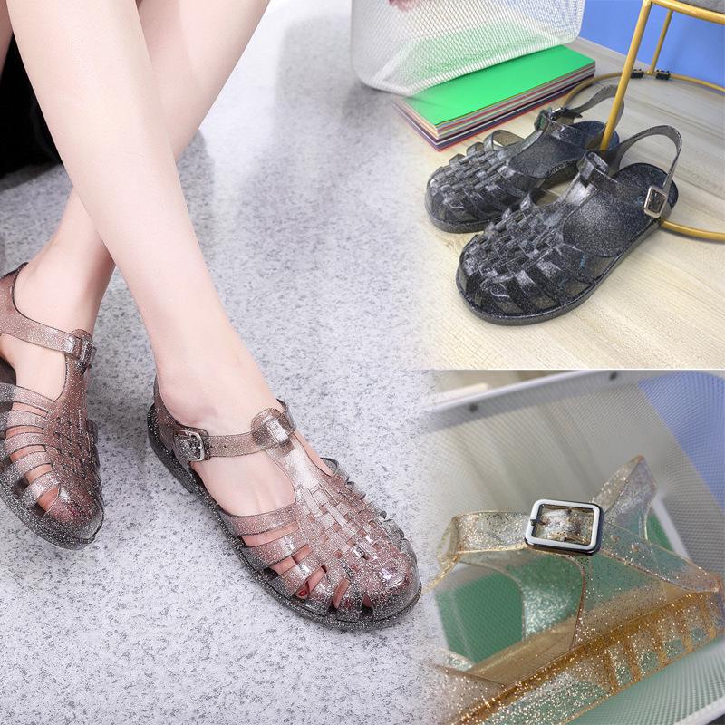Women's Summer Jelly Beach Roman Sandals - Flat, Non-Slip, Soft Sole, Trendy Casual Footwear.