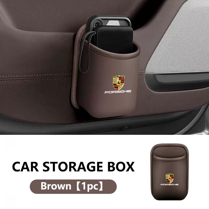 Leather Car Water Cup Storage Box Car Door Water Cup Holder Back Seat Drink Rack For Porsche Cayenne Panamera Macan 911 Cayman