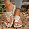 Sommer neue Zehensteg-Slipper Schuhe große Größe dicke Sohle helle Diamant-Dekoration lässige Zehensteg-Slipper