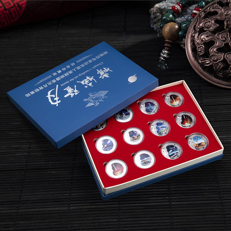 Chang'e Flying to the Moon, 12 pieces, commemorative coins, set, twelve zodiac commemorative medals, gold coins, collectible commemorative coins