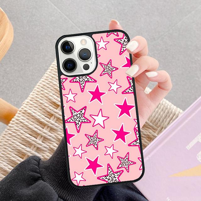 Preppy Stars Lightning Pink Celular Mobile Phone Case For iPhone 17 Air 16e 15 14 12 13 11 Pro MAX Plus Coque Fundas