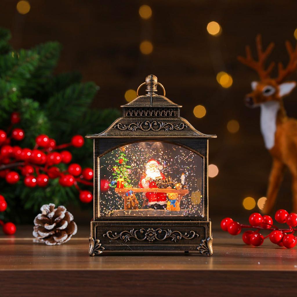 Christmas Lantern Music Box Desktop Night Light Holiday Decoration Gift for Party/Home