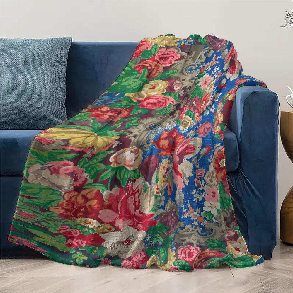 Velvet Throw Blanket Floral Pattern Luxury Soft Warm Sofa Bed Decorative Cushion Cover Home Textile Gift