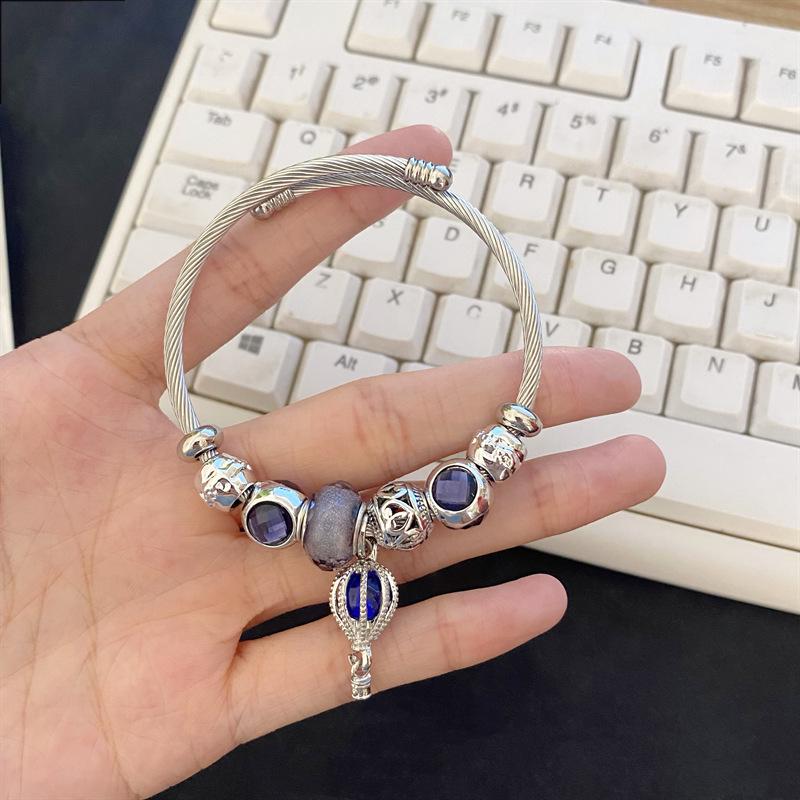 Pan Stainless Steel Galaxy Pink Balloon Bracelet - DIY Beaded Niche Design Friendship Jewelry