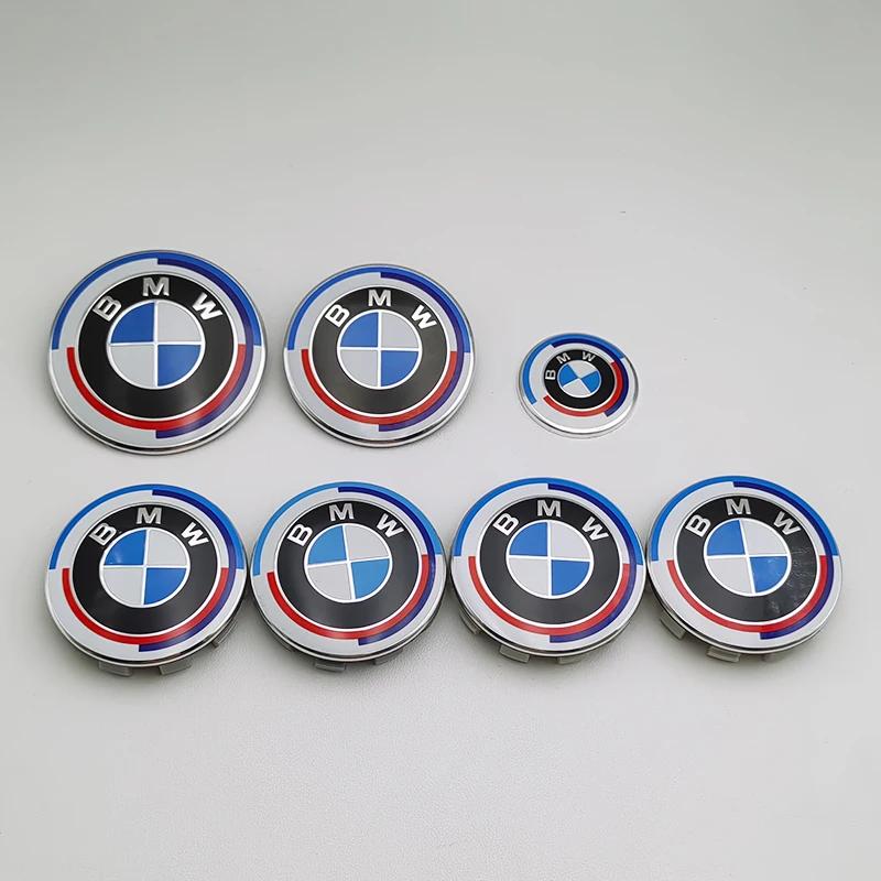 7-teiliges BMW Emblem Set 82mm 74mm 45mm 56mm 68mm Auto Front Motorhaube Logo Heckklappenplakette Radnabenkappen Aufkleber Lenkrad