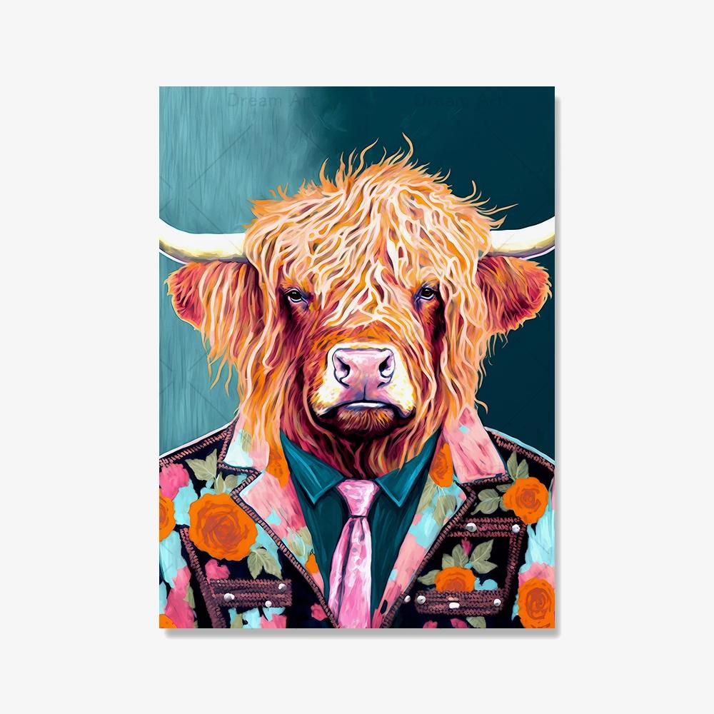 Fashion French bulldog lion giraffe portrait animal canvas painting posters and prints Scandinavian wall art painting for the living room