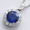 [Your and My Jewelry Box] Silver Synthetic Sapphire Pendant Necklace, Large 2.0 Carat [September Birthstone] 14205 [Jewelry] [Gift Wrapping Available]