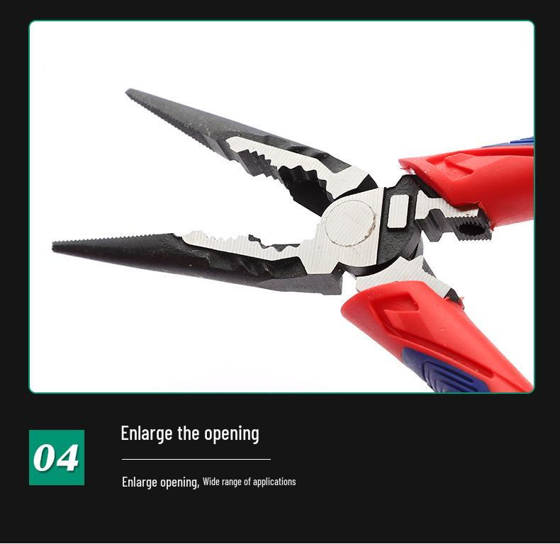 Industrial Grade Multi-Function Needle-Nose Pliers with Wire Cutters, Diagonal Cutters, and Hammer