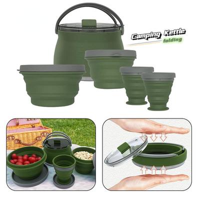 Silicone Folding Kettle Camping Boiling Water Pot Leak Proof Tea Coffee Cup Mug Tableware Heat Resistant for Outdoor