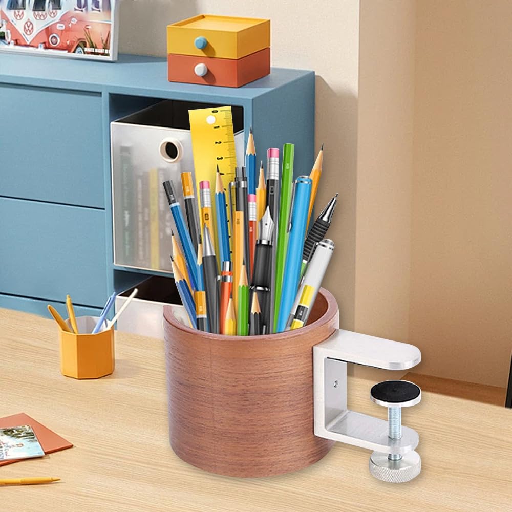 Wooden Cup Easy for Tabletop No Drilling for Mug Drinks Space-Saving Holder, Installation, Desks, Drinks, Required, Multifunctional, (Walnut Color)