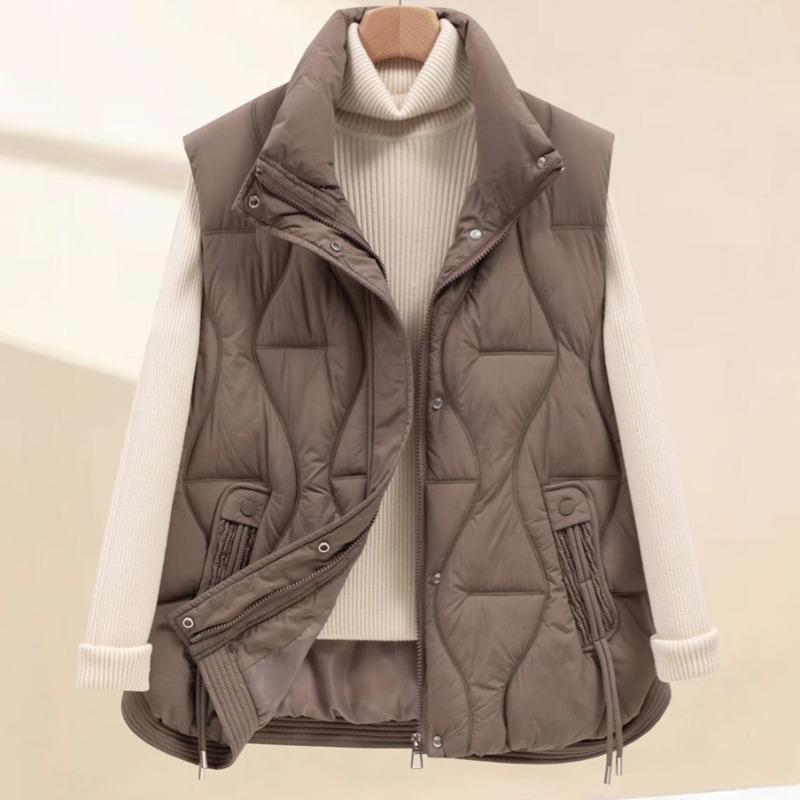 Autumn and winter new vest women's loose stand-up collar thickened down cotton jacket vest cotton vest trendy